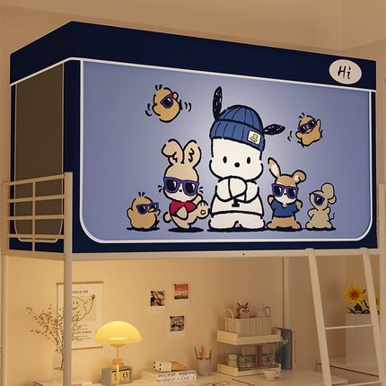 91家纺网 家纺一手货源 找家纺 安金蚊帐 2024新款防蚊遮光一体99%强遮光学生宿舍上下铺遮光学生蚊帐-系列一 嘻哈狗