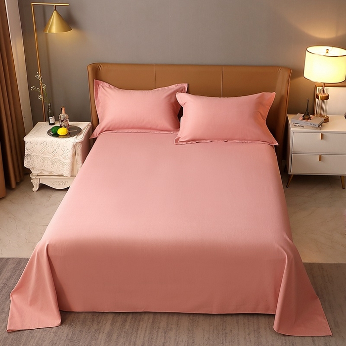 91家纺网 家纺一手货源 找家纺 晶缦家纺 2024新款加厚纯棉喷气全棉纯色生态磨毛多规格单品床单 纯依-粉玉