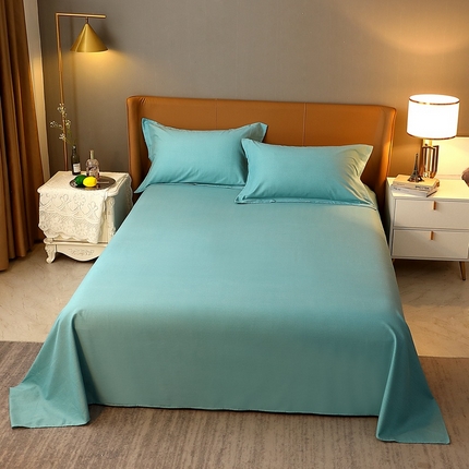 91家纺网 家纺一手货源 找家纺 晶缦家纺 2024新款加厚纯棉喷气全棉纯色生态磨毛多规格单品床单 纯依-豆绿