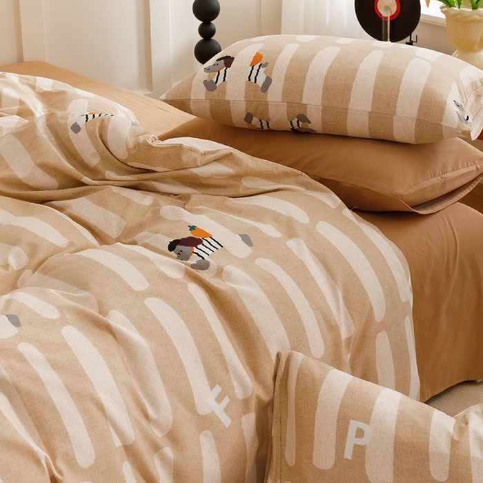 91家纺网 家纺一手货源 找家纺 2024新款全棉陶瓷磨毛印花四件套 萌趣星仔