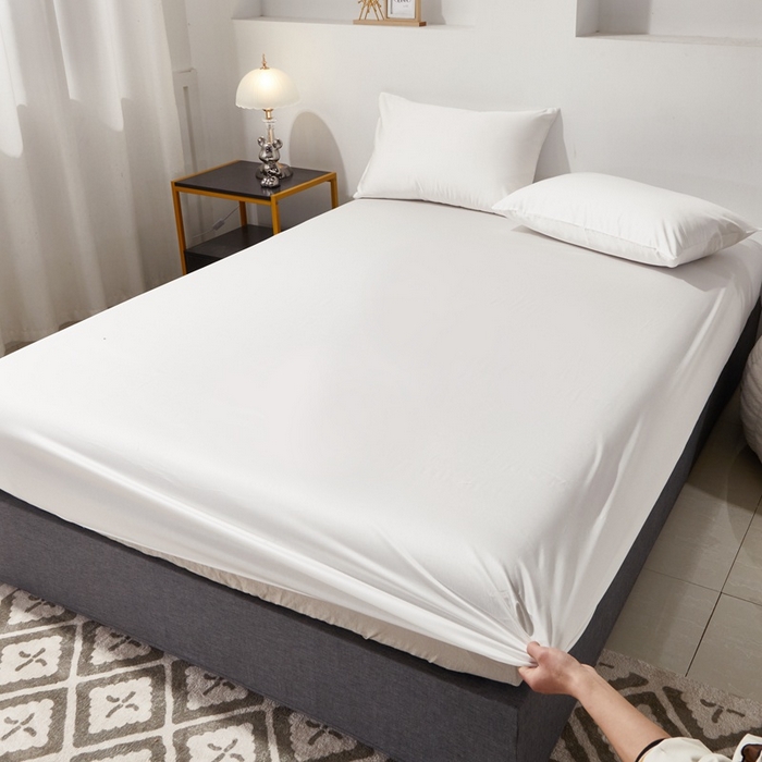 91家纺网 家纺一手货源 找家纺 晶缦家纺 2025新款全棉纯棉60支贡缎长绒棉纯色多规格单品床笠 琳澜-本白色