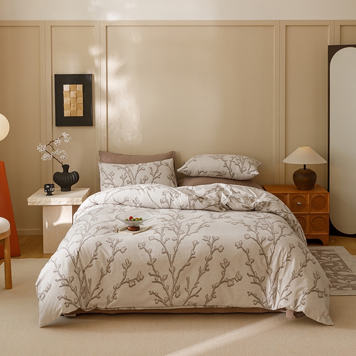 91家纺网 家纺一手货源 找家纺 2024新款全棉陶瓷磨毛印花四件套 美沐