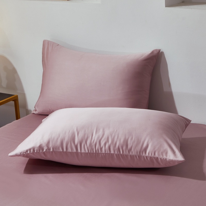 91家纺网 家纺一手货源 找家纺 晶缦家纺 2025新款全棉纯棉60支贡缎长绒棉纯色多规格单品枕套 琳澜-粉豆沙