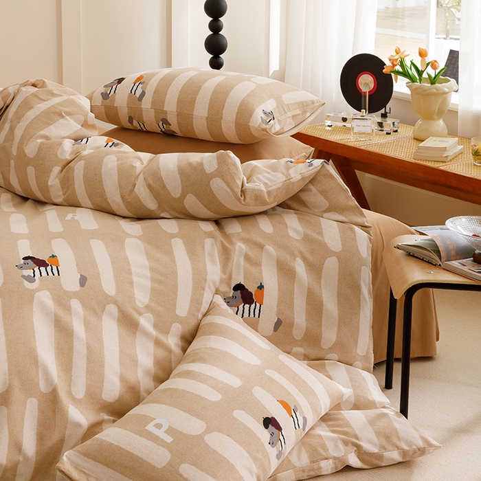 91家纺网 家纺一手货源 找家纺 2024新款全棉陶瓷磨毛印花四件套 萌趣星仔