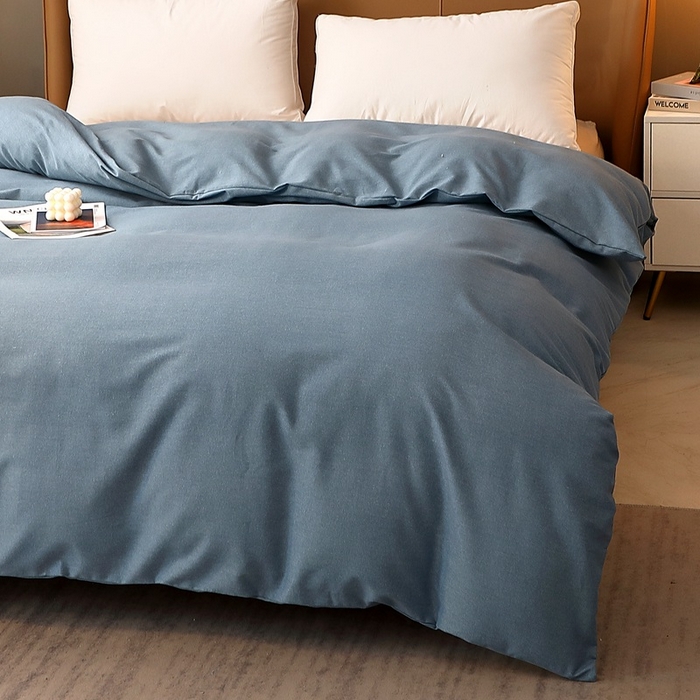 91家纺网 家纺一手货源 找家纺 晶缦家纺 2024新款加厚纯棉喷气全棉纯色生态磨毛多规格单品被套 纯依-蓝灰