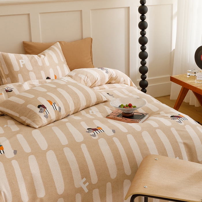 91家纺网 家纺一手货源 找家纺 2024新款全棉陶瓷磨毛印花四件套 萌趣星仔