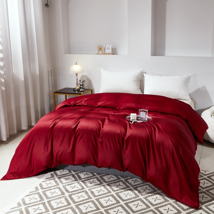 91家纺网 家纺一手货源 找家纺 晶缦家纺 2025新款全棉60支贡缎长绒棉纯色单品被套单件60S素色纯棉单被套多规格被罩活性印染 琳澜-酒红色