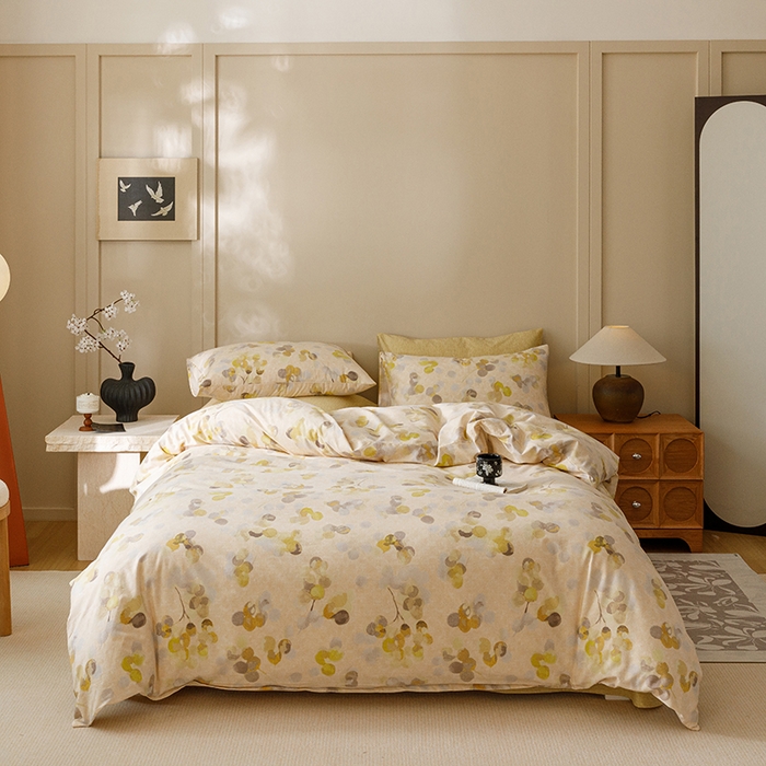 91家纺网 家纺一手货源 找家纺 2024新款全棉陶瓷磨毛印花四件套 四季风