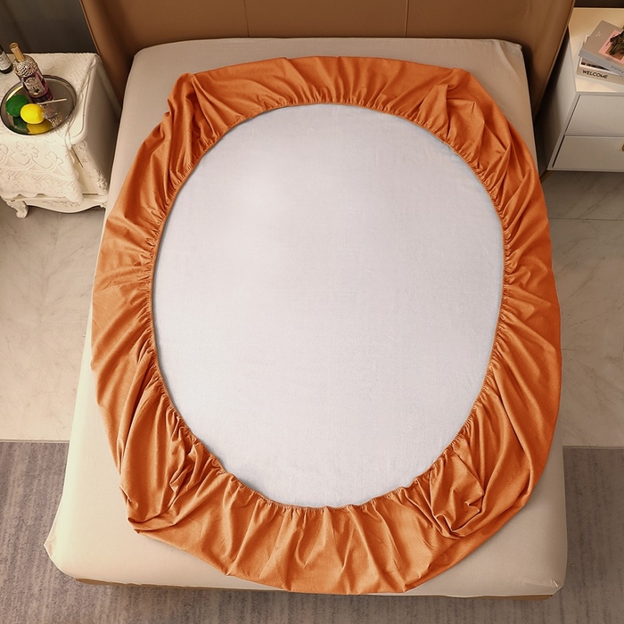 91家纺网 家纺一手货源 找家纺 晶缦家纺 2024新款加厚纯棉喷气全棉纯色生态磨毛多规格单品床笠 纯依-时尚桔