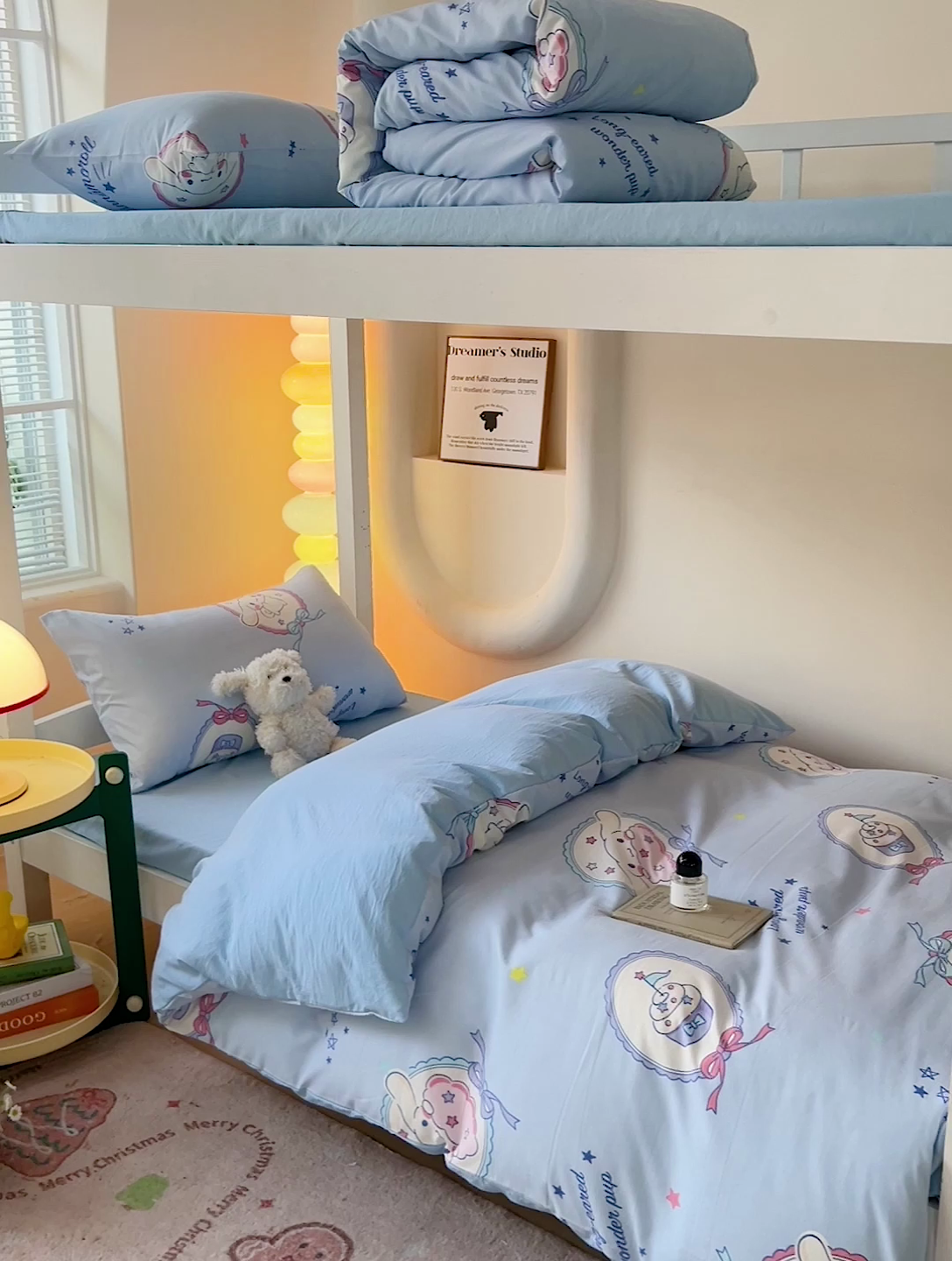 91家纺网 家纺一手货源 找家纺 海岛哥哥 2025新款A类云朵水洗棉三丽鸥正版授权四件套-学生床 三丽鸥-蛋糕玉桂狗