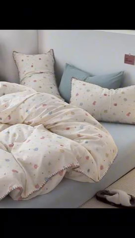 91家纺网 家纺一手货源 找家纺 洋铭区（原狠狠爱） 2024新款全棉双层纱四件套 南瓜果果