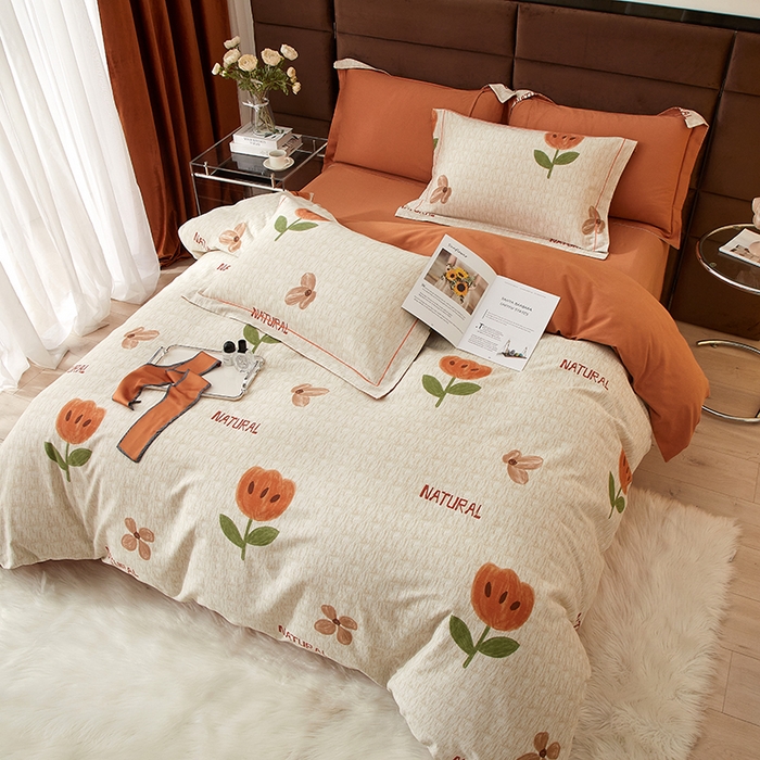 91家纺网 家纺一手货源 找家纺 2025新款全棉精梳磨毛印花四件套 曼朵