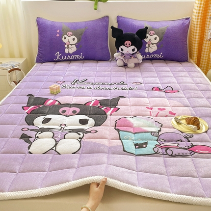 米帛家纺 2024新款三丽鸥印花牛奶绒床垫 紫色库洛米