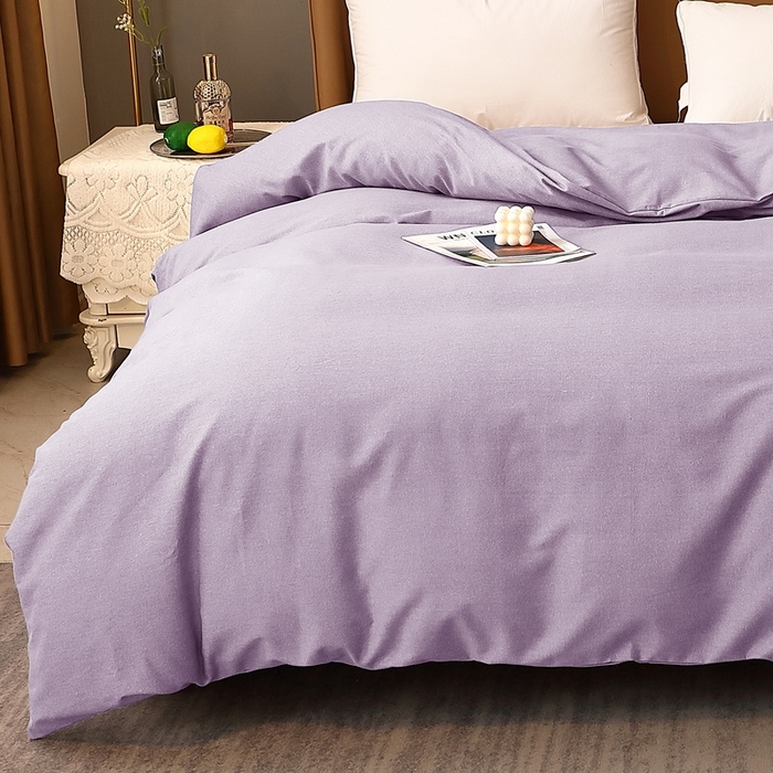 91家纺网 家纺一手货源 找家纺 晶缦家纺 2024新款加厚纯棉喷气全棉纯色生态磨毛多规格单品被套 纯依-浅紫