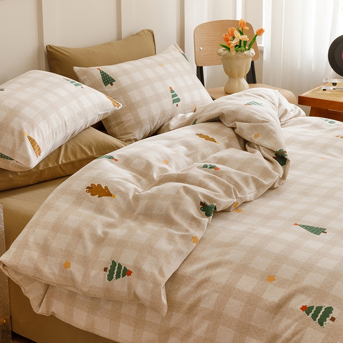 91家纺网 家纺一手货源 找家纺 2024新款全棉陶瓷磨毛印花四件套 圣诞序曲