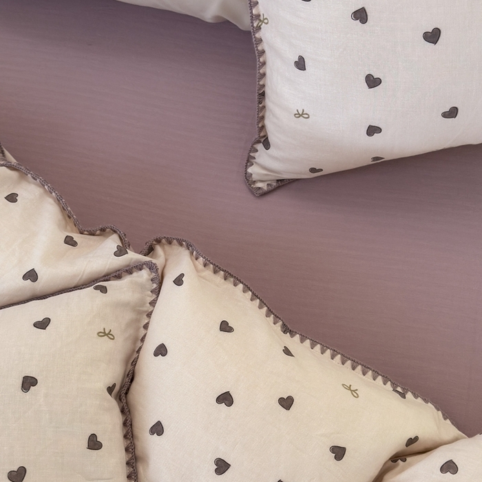 91家纺网 家纺一手货源 找家纺 洋铭区（原狠狠爱） 2024新款全棉双层纱四件套 黑桃爱心
