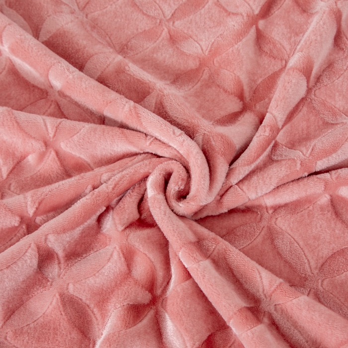 91家纺网 家纺一手货源 找家纺 2025新款铜钱纹大有光提花毛毯保暖盖毯宽包边 粉色