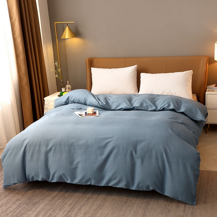 91家纺网 家纺一手货源 找家纺 晶缦家纺 2024新款加厚纯棉喷气全棉纯色生态磨毛多规格单品被套 纯依-蓝灰