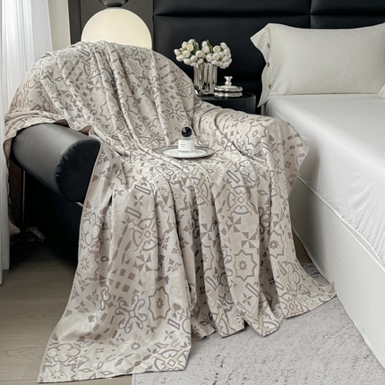 91家纺网 家纺一手货源 找家纺 简宜家居（朝初家纺） 2025新款航空级天丝凉感盖毯 罗逸维-咖