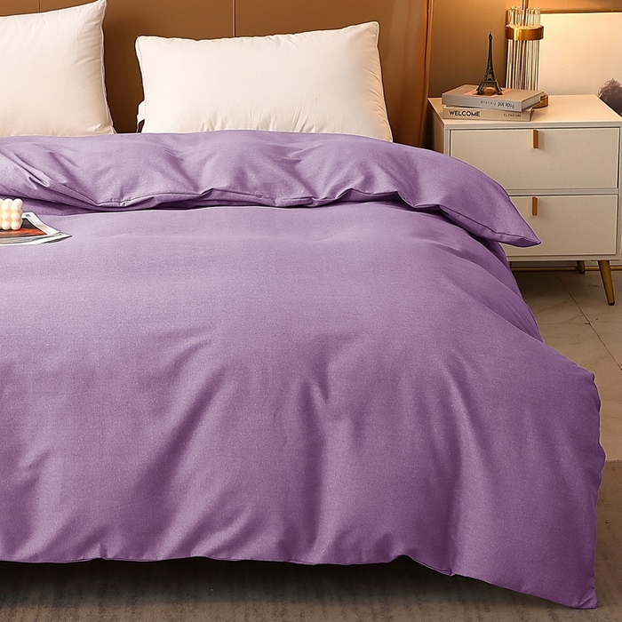 91家纺网 家纺一手货源 找家纺 晶缦家纺 2024新款加厚纯棉喷气全棉纯色生态磨毛多规格单品被套 纯依-丁香紫