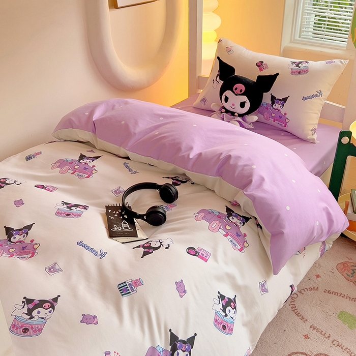 91家纺网 家纺一手货源 找家纺 海岛哥哥 2025新款A类云朵水洗棉三丽鸥正版授权四件套-学生床 三丽鸥-潮流库洛米