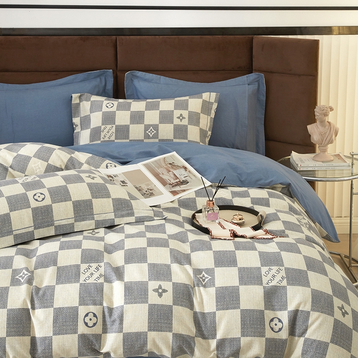 91家纺网 家纺一手货源 找家纺 2025新款全棉精梳磨毛印花四件套 卜优-蓝