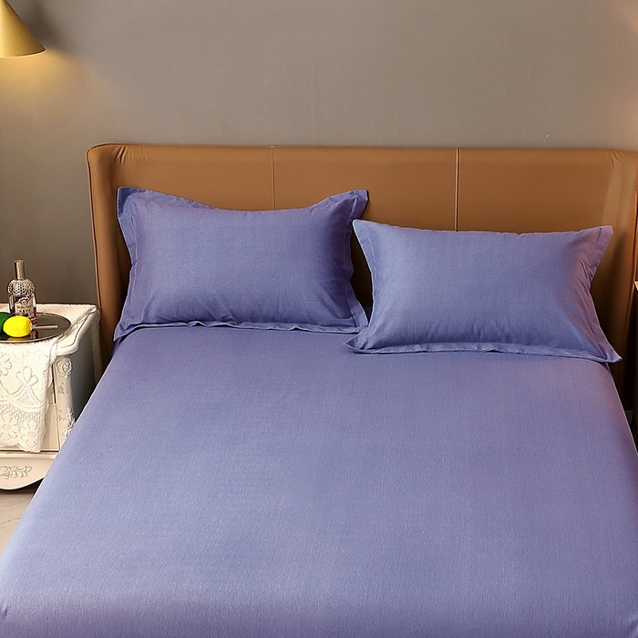 91家纺网 家纺一手货源 找家纺 晶缦家纺 2024新款加厚纯棉喷气全棉纯色生态磨毛多规格单品床单 纯依-牛仔蓝