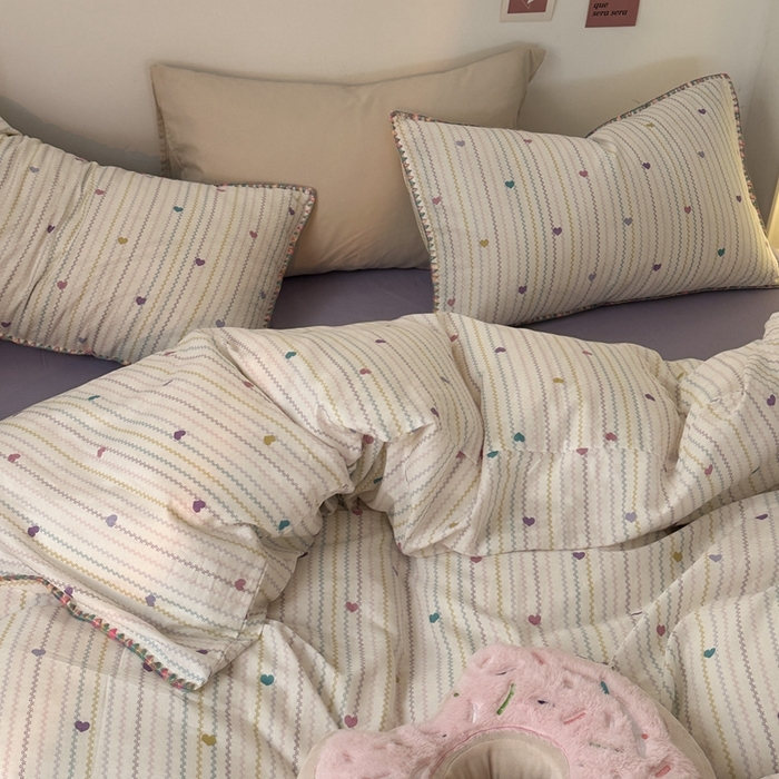 91家纺网 家纺一手货源 找家纺 洋铭区（原狠狠爱） 2024新款全棉双层纱四件套 藤蔓紫心