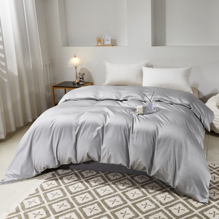 91家纺网 家纺一手货源 找家纺 晶缦家纺 2025新款全棉纯棉60支贡缎长绒棉纯色多规格单品被套 琳澜-奥丁灰