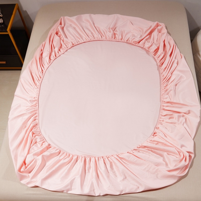 91家纺网 家纺一手货源 找家纺 晶缦家纺 2025新款全棉纯棉60支贡缎长绒棉纯色多规格单品床笠 琳澜-浅粉玉