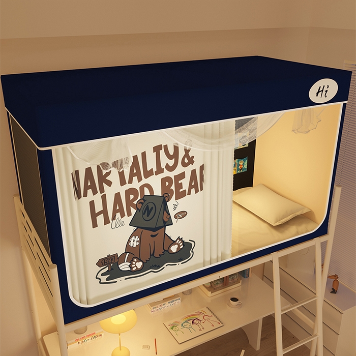 91家纺网 家纺一手货源 找家纺 安金蚊帐 2024新款防蚊遮光一体99%强遮光学生宿舍上下铺遮光学生蚊帐-系列一 蒙面熊