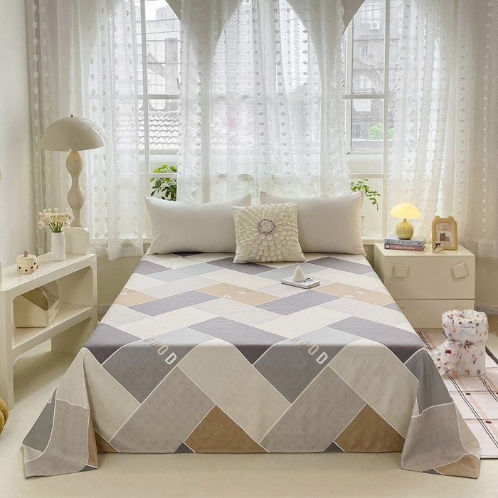 91家纺网 家纺一手货源 找家纺 帛缔思 2024新款淳木棉印花单品床单 菲利亚