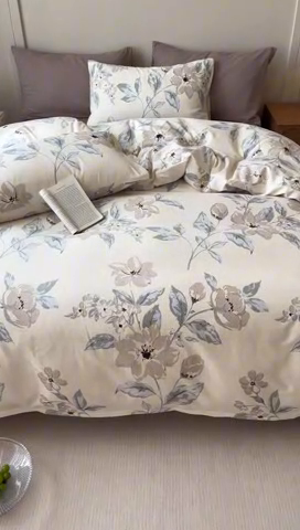 91家纺网 家纺一手货源 找家纺 2024新款全棉陶瓷磨毛印花四件套 山竹月