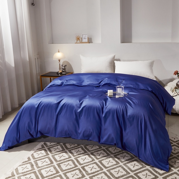 91家纺网 家纺一手货源 找家纺 晶缦家纺 2025新款全棉60支贡缎长绒棉纯色单品被套单件60S素色纯棉单被套多规格被罩活性印染 琳澜-克莱因蓝