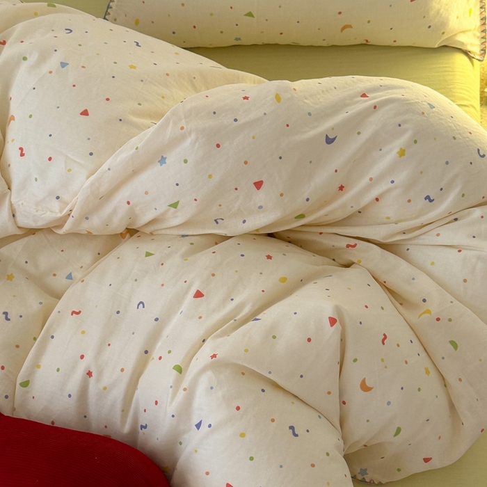 91家纺网 家纺一手货源 找家纺 洋铭区（原狠狠爱） 2024新款全棉双层纱四件套 奶油星辰