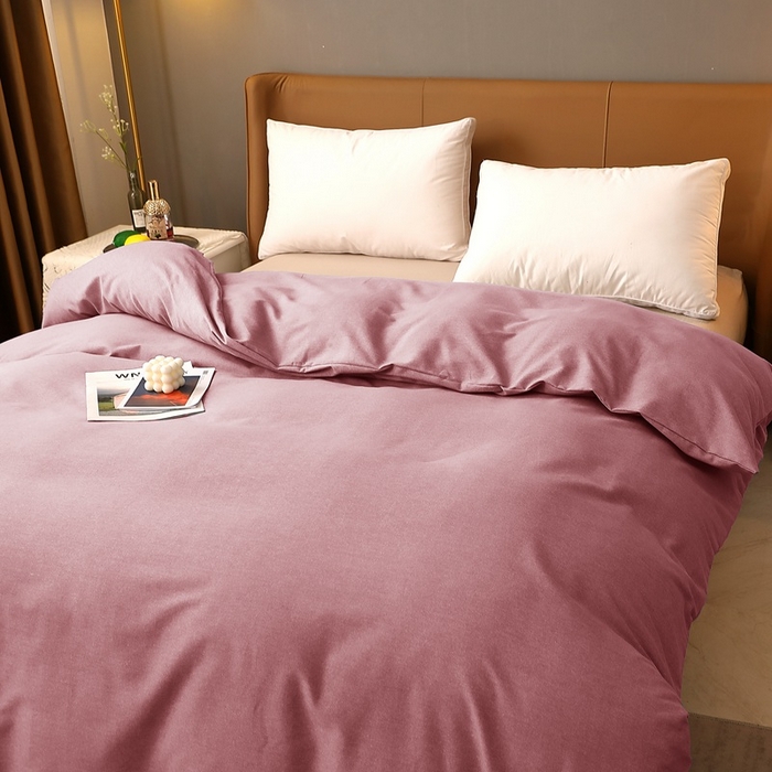 91家纺网 家纺一手货源 找家纺 晶缦家纺 2024新款加厚纯棉喷气全棉纯色生态磨毛多规格单品被套 纯依-豆沙