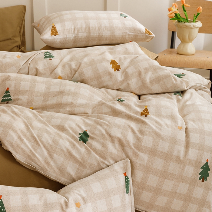 91家纺网 家纺一手货源 找家纺 2024新款全棉陶瓷磨毛印花四件套 圣诞序曲