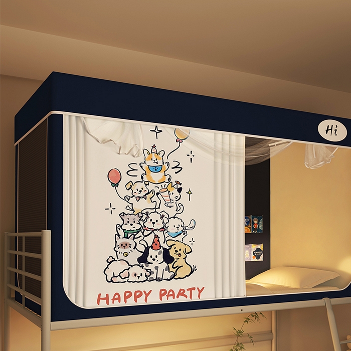 91家纺网 家纺一手货源 找家纺 安金蚊帐 2024新款防蚊遮光一体99%强遮光学生宿舍上下铺遮光学生蚊帐-系列一 派对狗