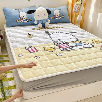 米帛家纺 2024新款三丽鸥印花牛奶绒床笠 爆米花帕恰狗
