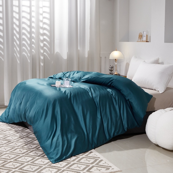 91家纺网 家纺一手货源 找家纺 晶缦家纺 2025新款全棉60支贡缎长绒棉纯色单品被套单件60S素色纯棉单被套多规格被罩活性印染 琳澜-猫眼绿