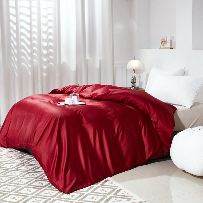 91家纺网 家纺一手货源 找家纺 晶缦家纺 2025新款全棉60支贡缎长绒棉纯色单品被套单件60S素色纯棉单被套多规格被罩活性印染 琳澜-酒红色
