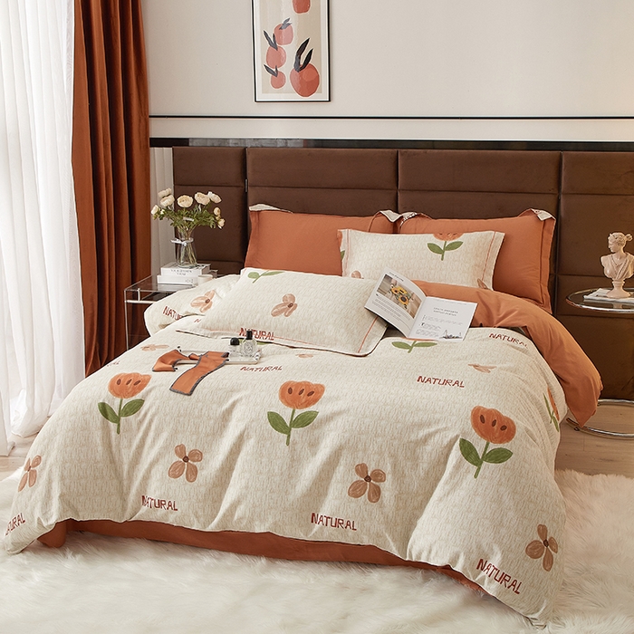 91家纺网 家纺一手货源 找家纺 2025新款全棉精梳磨毛印花四件套 曼朵