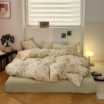 91家纺网 家纺一手货源 找家纺 （总）洋铭区（原狠狠爱） 2024新款全棉双层纱四件套