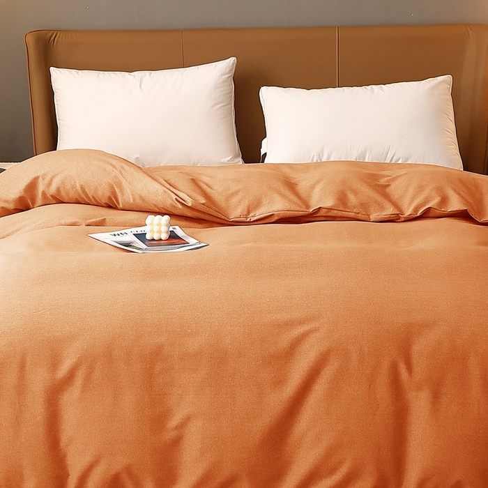 91家纺网 家纺一手货源 找家纺 晶缦家纺 2024新款加厚纯棉喷气全棉纯色生态磨毛多规格单品被套 纯依-时尚桔