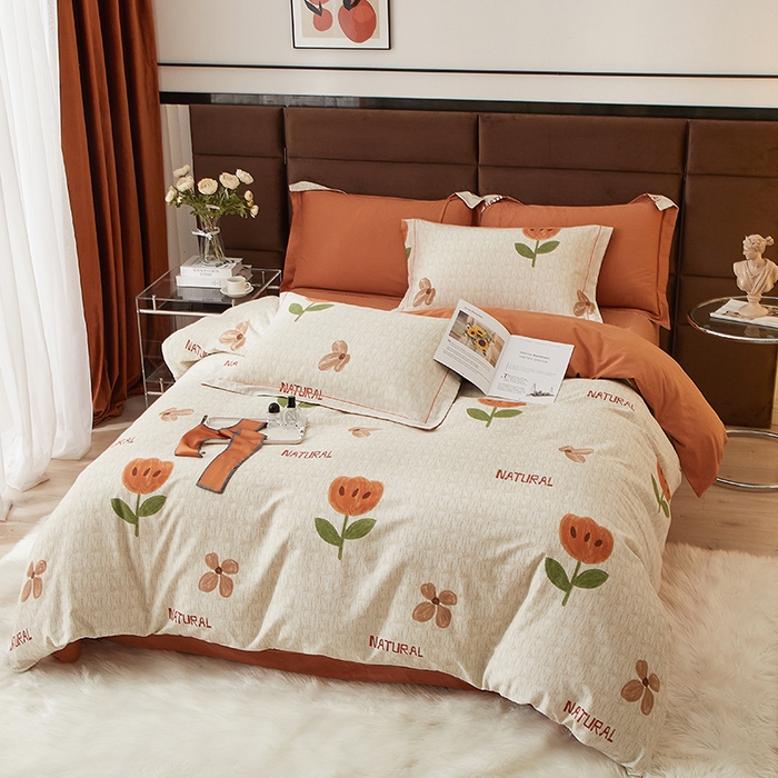 91家纺网 家纺一手货源 找家纺 2025新款全棉精梳磨毛印花四件套 曼朵