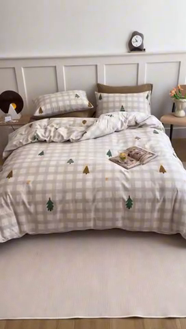 91家纺网 家纺一手货源 找家纺 2024新款全棉陶瓷磨毛印花四件套 圣诞序曲