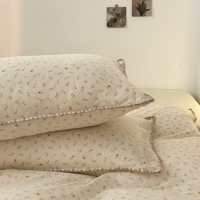 91家纺网 家纺一手货源 找家纺 洋铭区（原狠狠爱） 2024新款全棉双层纱四件套 五彩小花