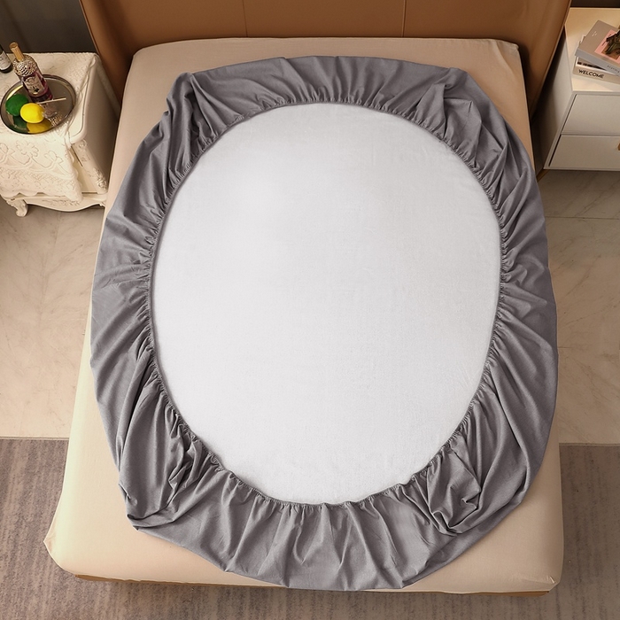 91家纺网 家纺一手货源 找家纺 晶缦家纺 2024新款加厚纯棉喷气全棉纯色生态磨毛多规格单品床笠 纯依-银灰