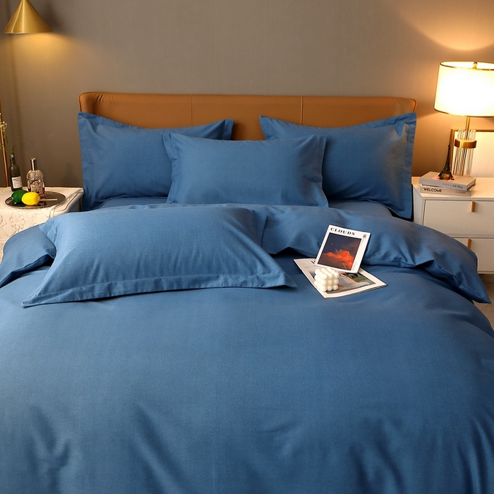 91家纺网 家纺一手货源 找家纺 （总）2025新款加厚纯棉喷气全棉纯色生态磨毛多规格四件套·素色保暖活性斜纹床单款床笠款学生宿舍三件套