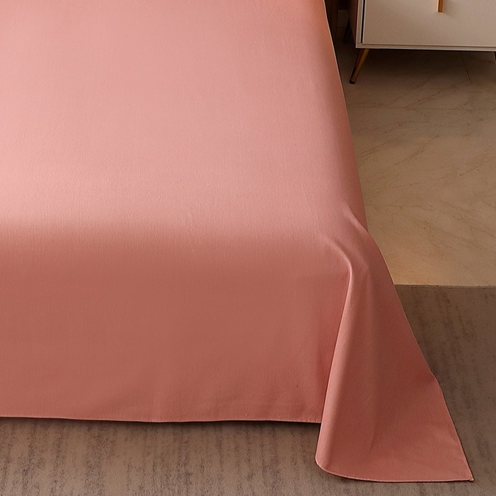 91家纺网 家纺一手货源 找家纺 晶缦家纺 2024新款加厚纯棉喷气全棉纯色生态磨毛多规格单品床单 纯依-粉玉